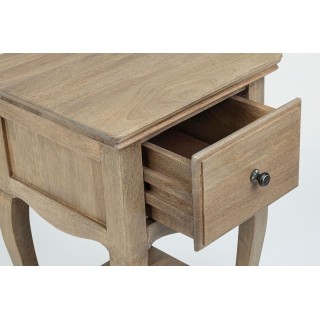 Table de chevet en bois de manguier 1 tiroir 1 tablette GRACE - HELLIN