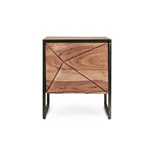 Table de chevet en bois d acacia et metal 1 porte eleanor
