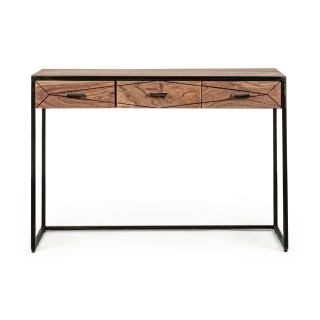 Console en bois d acacia et structure en metal 3 tiroirs eleanor