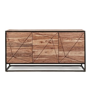Buffet de salle a manger en acacia et en metal 3 portes l145 eleanor