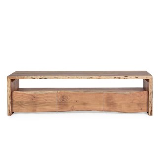 Meuble tv en bois d acacia naturel 3 tiroirs 1 niche l160 mimosa