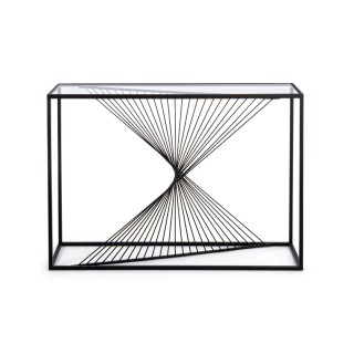 Console filaire en verre et en metal noir l107 spirale