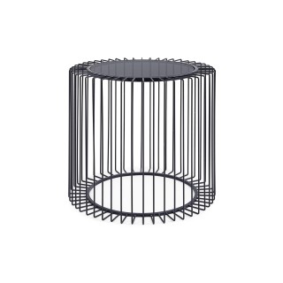 Table basse ronde filaire en verre et en metal noir d50 spirale
