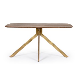 Table de salle a manger en manguier et pied laque laiton l150 sheila