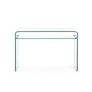 Console d entree design en verre a double plateau l110 idora