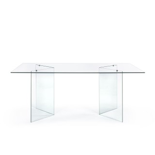 Table de salle a manger design rectangulaire en verre l180 idora