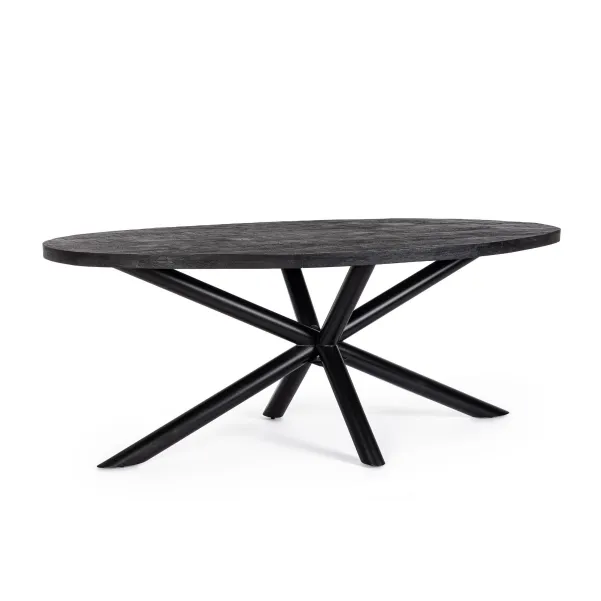 Table de salle à manger ovale et pied central araignée noir L200 FELICITY - HELLIN