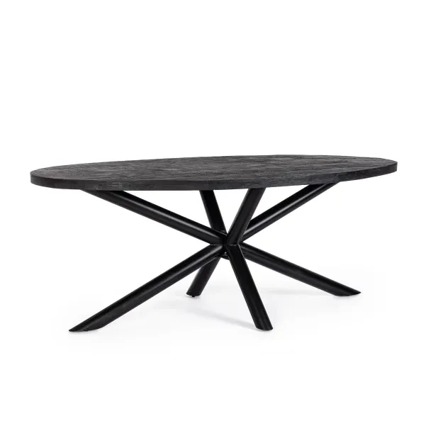 Table de salle à manger ovale et pied central araignée noir L200 FELICITY - HELLIN