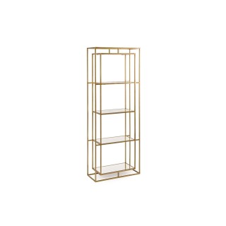Bibliotheque contemporaine en metal dore et verre l68 laure