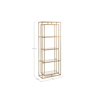 Bibliothèque contemporaine en métal doré et verre L68 LAURE - HELLIN