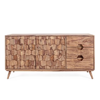 Buffet bas vintage en bois 2 portes et 3 tiroirs l145 locke