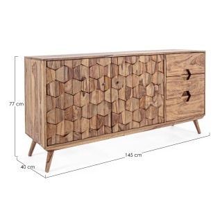 Buffet bas vintage en bois 2 portes et 3 tiroirs L145 LOCKE - HELLIN