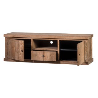 Meuble TV en bois recyclé 2 portes 1 tiroirs 1 niche - HELLIN