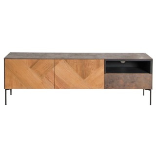 Meuble tv en bois de teck et metal 130 cm