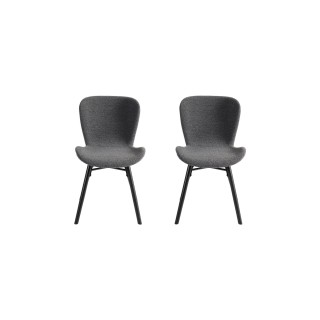 Chaises tissu bouclette gris anthracite et bois chêne (lot de 2) MATILDA - HELLIN