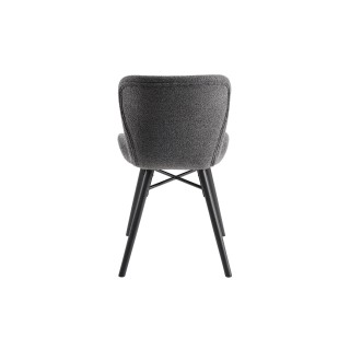 Chaises tissu bouclette gris anthracite et bois chêne (lot de 2) MATILDA - HELLIN