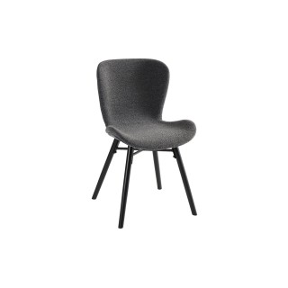 Chaises tissu bouclette gris anthracite et bois chêne (lot de 2) MATILDA - HELLIN