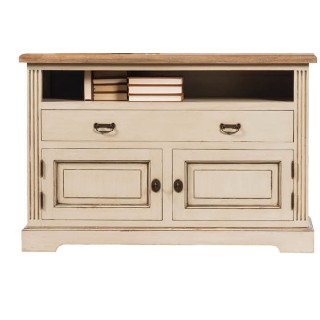 Meuble tv bas en bois blanc Capucine - Hellin