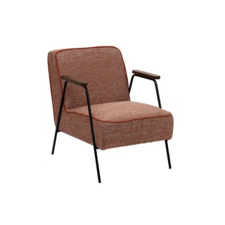 Fauteuil vintage en tissu chine et pieds metal sintra