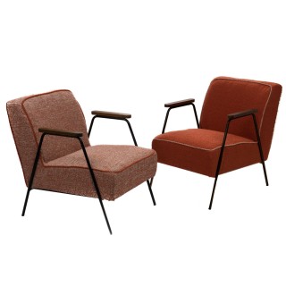 Fauteuil vintage en tissu chiné et pieds métal SINTRA - HELLIN