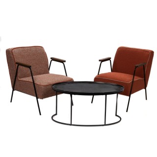 Fauteuil vintage en tissu uni et pieds métal SINTRA - HELLIN