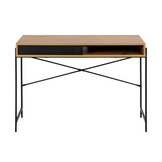 bureau chêne et pieds en métal noir