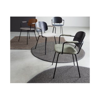 Chaise de salle à manger à accoudoirs tissu et bois (lot de 2) JADE - HELLIN