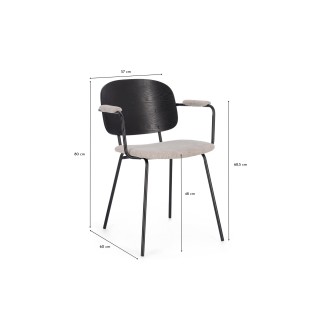 Chaise de salle à manger à accoudoirs tissu et bois (lot de 2) JADE - HELLIN