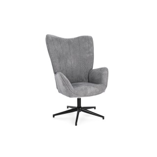Fauteuil de salon pivotant en tissu a accoudoirs dossier haut igor