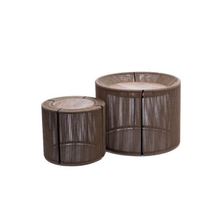 Bout de canapé rond en métal manguier et jute D46 - HELLIN