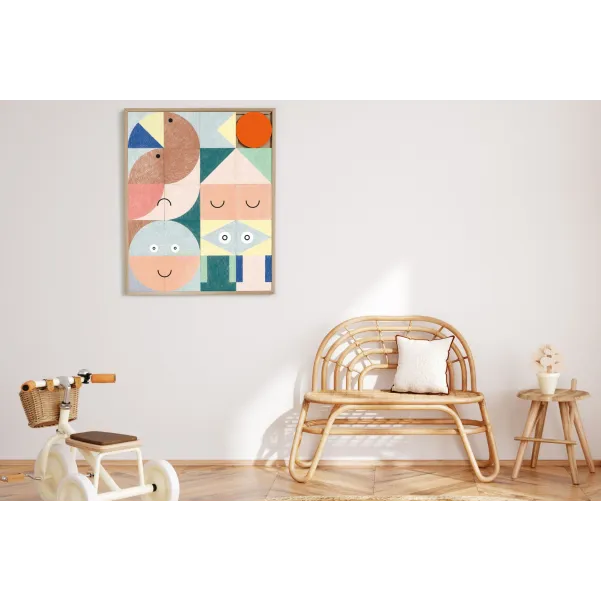 Tableau en bois taquin enfant aux couleurs pastel 63 x 78 KIFKIF - HELLIN