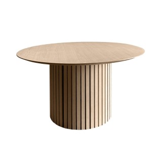 Table de salle a manger ronde en chêne blanchi d120 liac