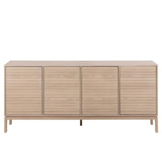 Buffet bas de salle a manger en chêne blanchi 4 portes l180 liac