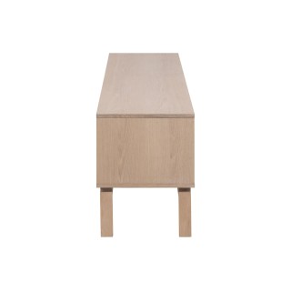 Meuble TV bas en chêne blanchi 2 portes 2 niches L160 - HELLIN