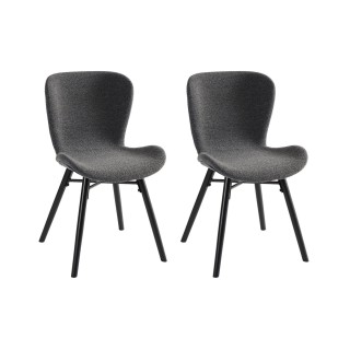Chaises tissu bouclette et bois chêne lot de 2 matilda