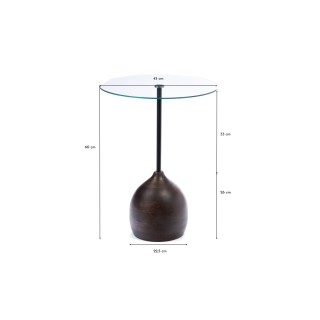 Bout de canapé en manguier et verre D45 -HELLIN
