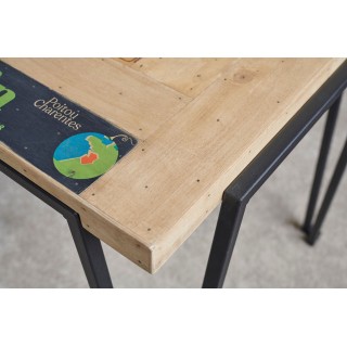 Table indus rectangulaire en bois recyclé et pied métal L160 DEMETER - HELLIN
