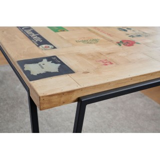 Table indus rectangulaire en bois recyclé et pied métal L160 DEMETER - HELLIN