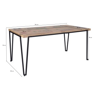 Table indus rectangulaire en bois recyclé et pied métal L160 DEMETER - HELLIN