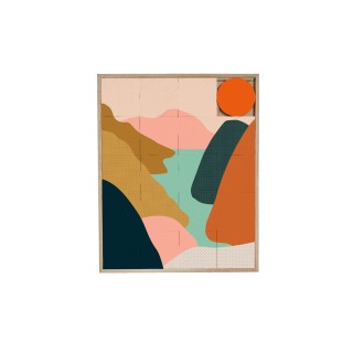 Tableau en bois taquin paysage baigne de couleurs 63 x 78 relief