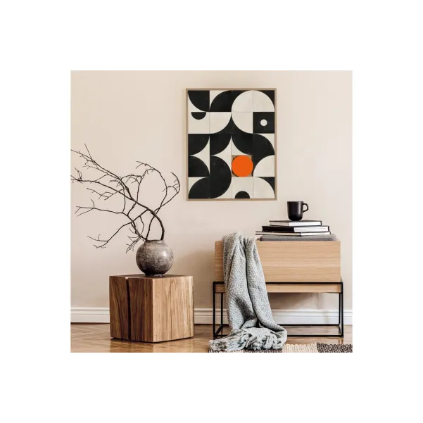 Tableau en bois taquin graphique noir et blanc 63 x 78 Eclipse - HELLIN