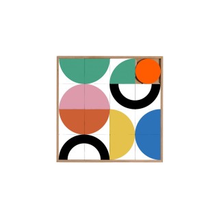 Tableau en bois taquin colore et pop 63 x 63 pupple