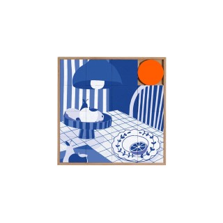 Tableau en bois taquin monochrome bleu 63 x 63 carmin