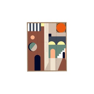 Tableau en bois taquin graphique et colore 63 x 78 ariad