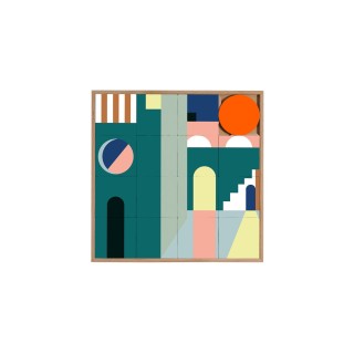 Tableau en bois taquin moderne et colore 63 x 63 azed