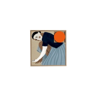 Tableau en bois taquin portrait de femme 48 x 48 miror