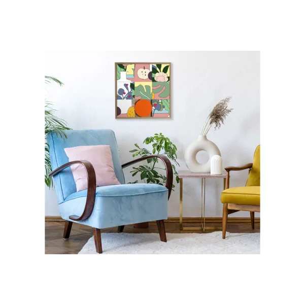 Tableau en bois TAQUIN ambiance estivale  48 x 48 Mado - HELLIN