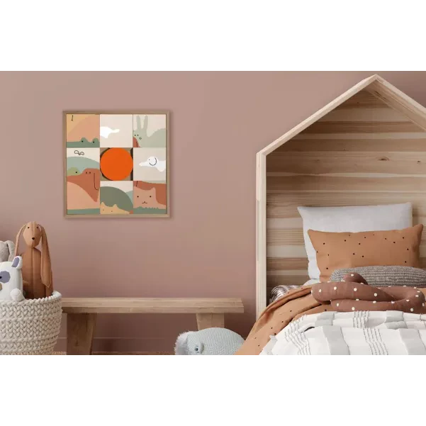 Tableau en bois taquin enfant animaux du monde  48 x 48 Ohlala - HELLIN