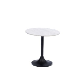 Bout de canape tulipe en metal noir et marbre blanc d46 argos