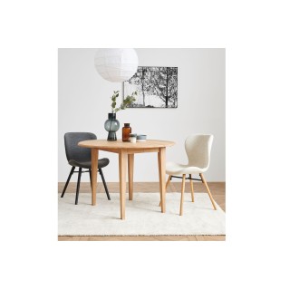 Chaises tissu bouclette gris anthracite et bois chêne (lot de 2) MATILDA - HELLIN